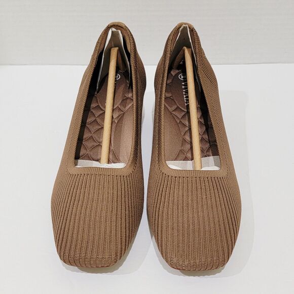 Vivaia Melody Pro Heels Women's 36.5 US 6 Square Toe Chunky Espresso Brown Pumps - Picture 4 of 13